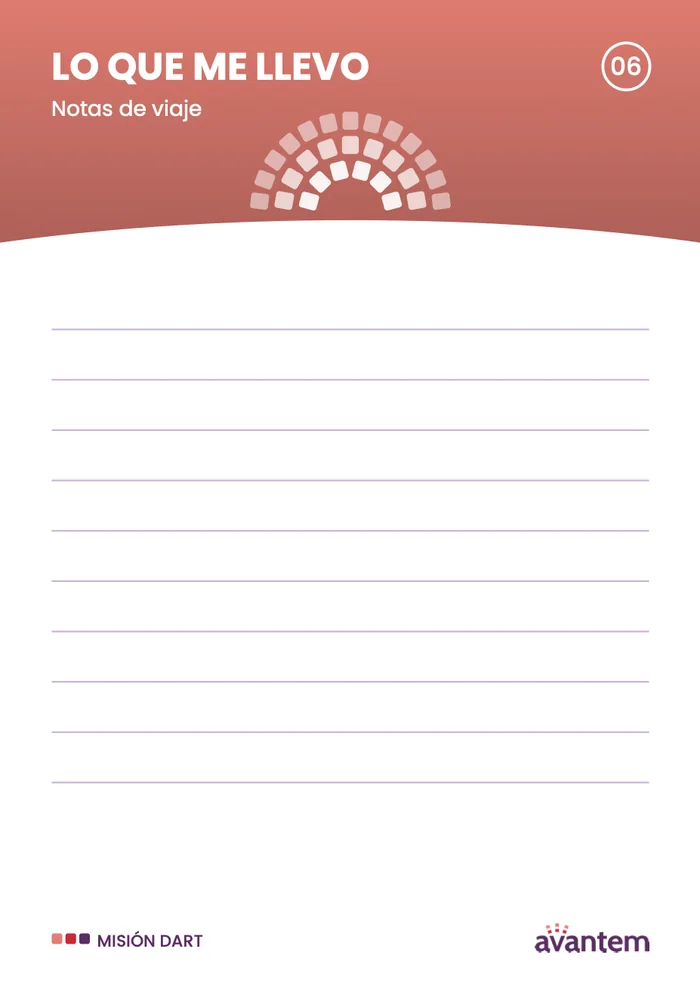 Page 6, what I take with me: travel notes (in Spanish)