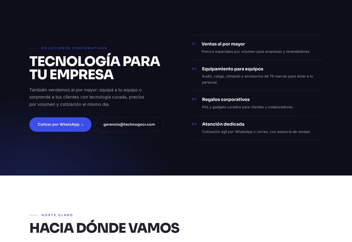 Corporate solutions: wholesale, team equipment and corporate gifts (in Spanish)