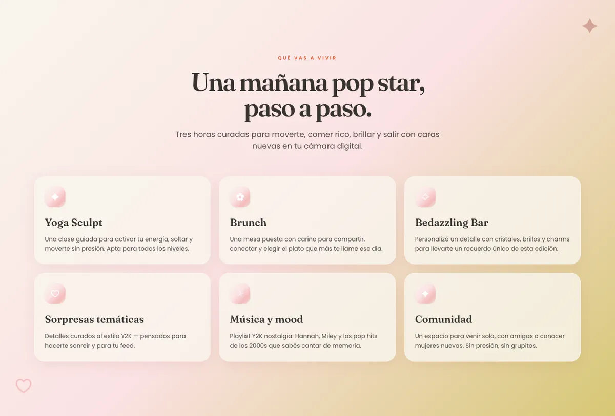 Section “A pop star morning, step by step.” (in Spanish)