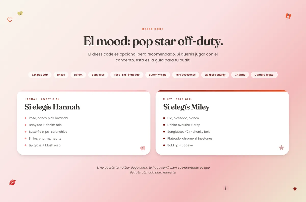 Section “The mood: pop star off-duty.” (in Spanish)