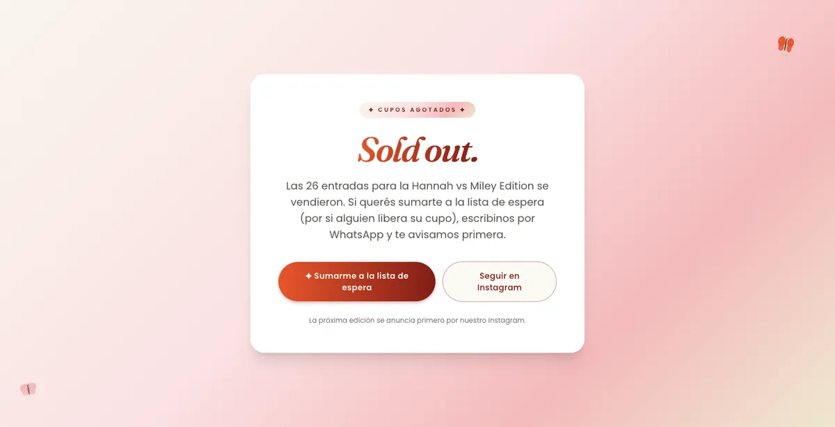Section “Sold out.” with the waiting list