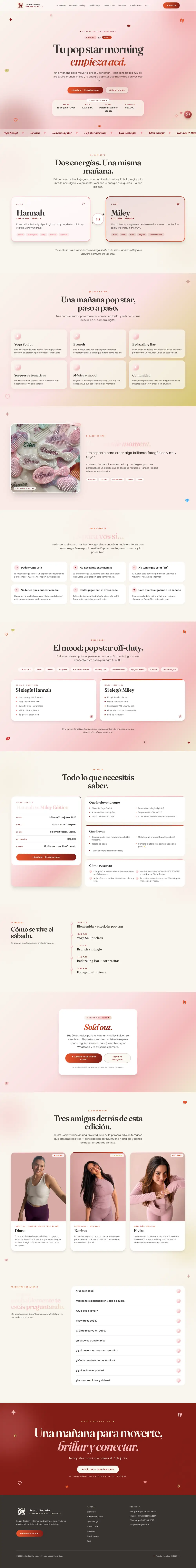 The full Sculpt Society website on desktop, from top to footer